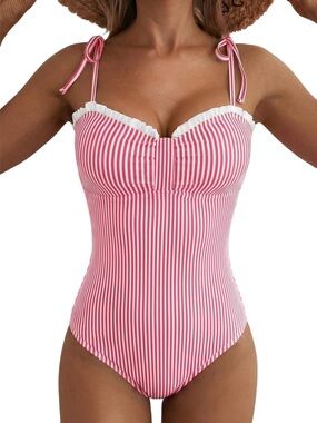 Herseas Padded Sexy One Piece Bathing Suits Red Stripe S. 2308/crt-1